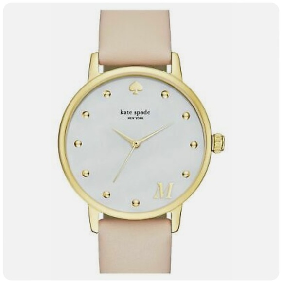Kate Spade New York Women's Metro Monogram "M” Pink Leather Strap Watch, New!
